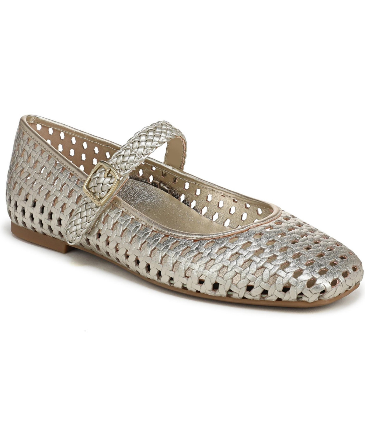 Vionic Women's Alameda Woven Mary Jane Flats - Gold woven metallic leather | Macy's