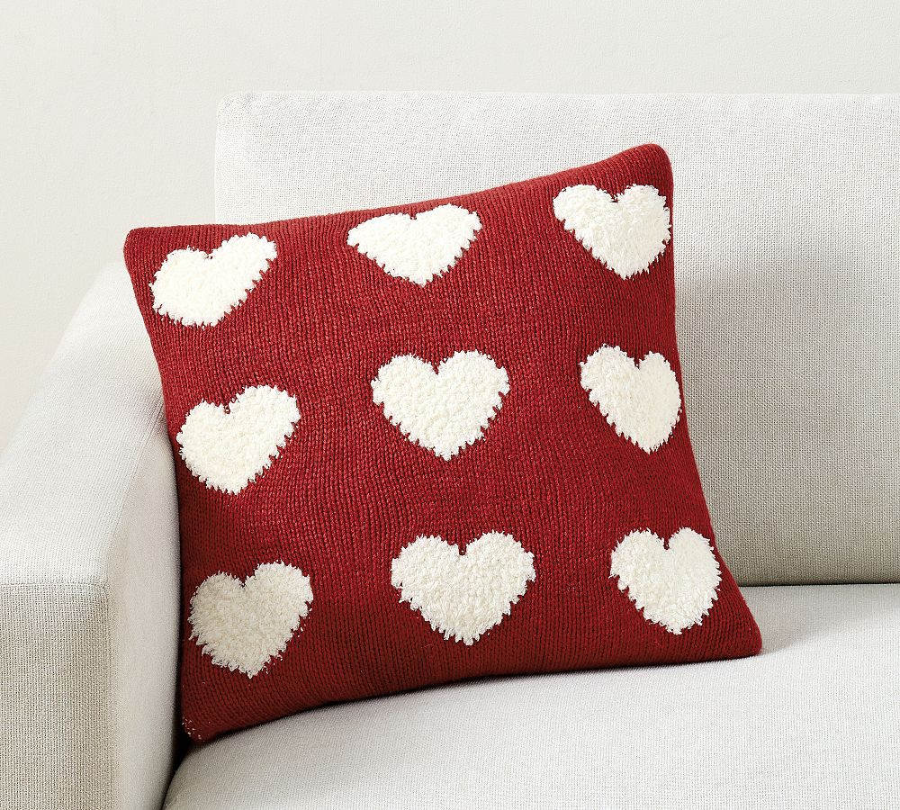 Heart Jacquard Knit Pillow | Pottery Barn (US)