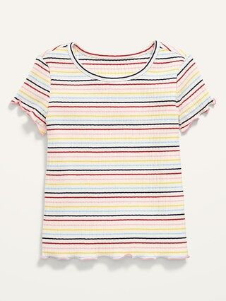Printed Rib-Knit Lettuce-Edge T-Shirt for Toddler Girls | Old Navy (US)