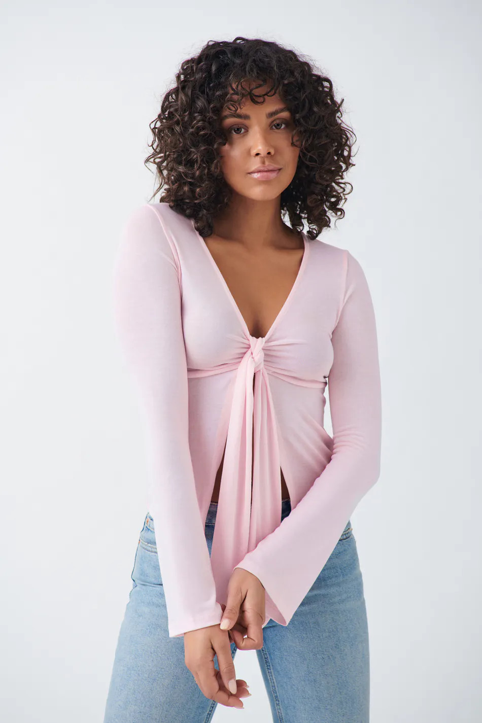 Tie front long sleeve top - Rosa - Dame - Gina Tricot | Gina Tricot SE