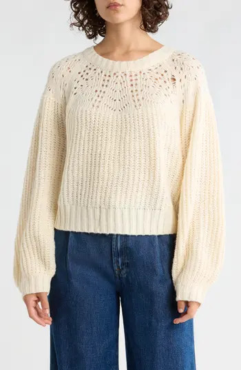 Bobeau Balloon Sleeve Sweater in Ivory at Nordstrom Rack, Size Medium | Nordstrom Rack