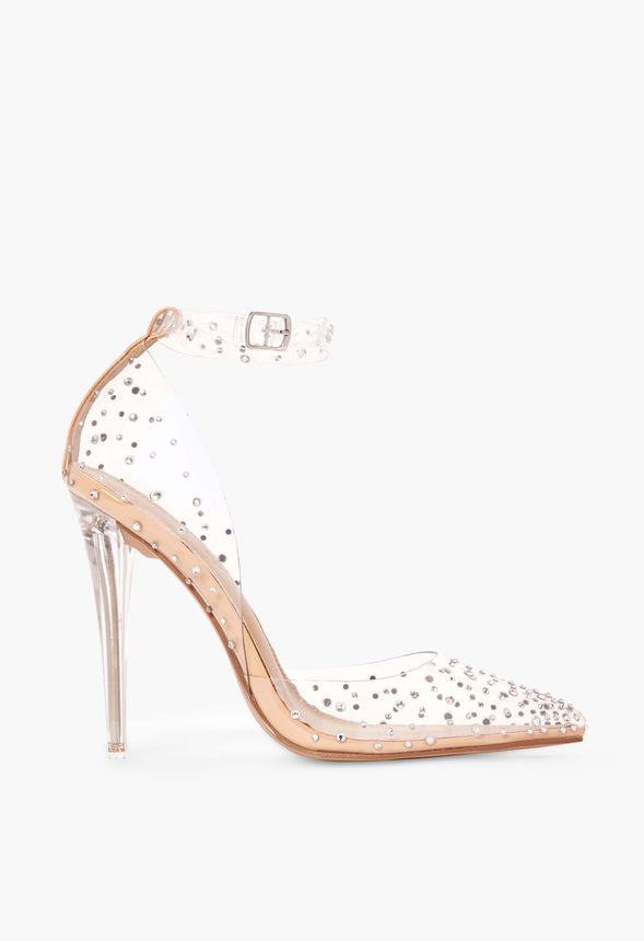 Mika Embellished Clear Pump | JustFab