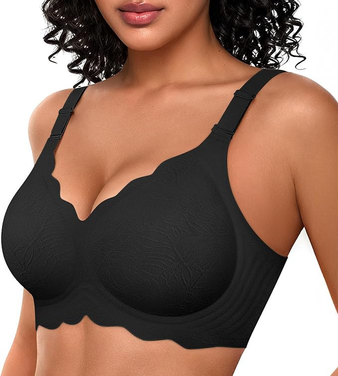 OEAK Women Bras No Underwire Scalloped Push Up Buttery Soft Tshirt Bra Seamless Full Coverage Con... | Amazon (US)