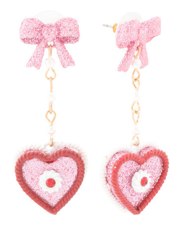Bow And Heart Cake Drop Earrings | TJ Maxx
