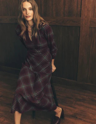 Boden Women's Cassie Checked Tea Dress in Purple | Size 6 | Boden UK