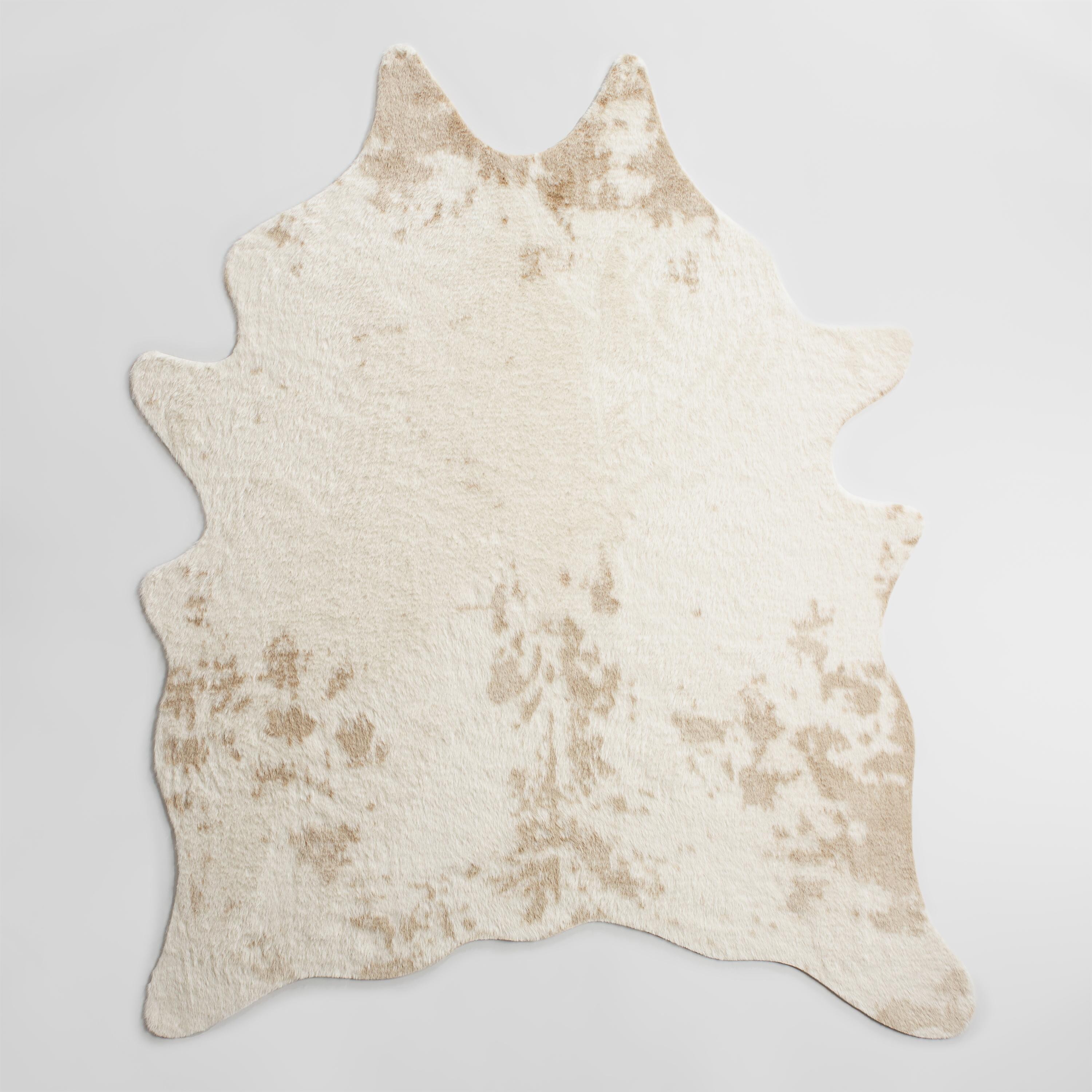 Ivory Printed Faux Cowhide Area Rug | World Market