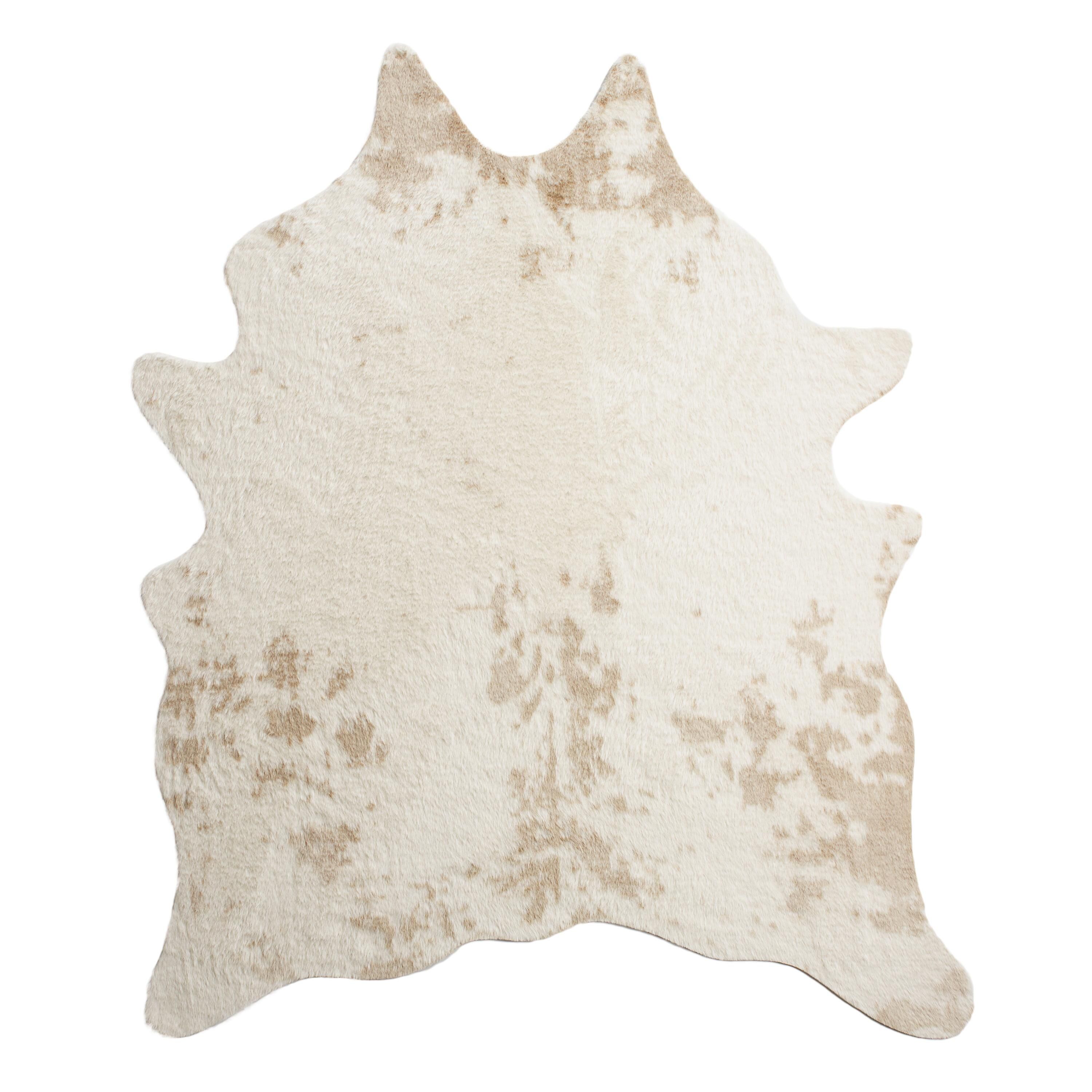 Ivory Printed Faux Cowhide Area Rug | World Market