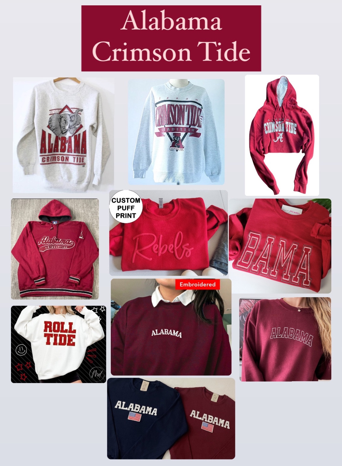 Etsy. Alabama Sweatshirt. Roll Tide. Crimson Tide. Football. Sports Team. Etsy Sports Teams. Etsy Finds. Alabama Football. Cyber week. Cyber Sale. Sale Alert. Gift Guide. Gift Ideas. Small Business. Small Business Finds. Small Business Owners  

#LTKsalealert #LTKCyberWeek #LTKGiftGuide