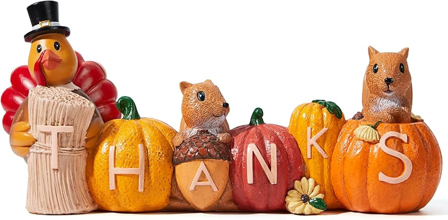 JOYIN Thanksgiving Pumpkin Turkey Tabletop Centerpiece Decor, Resin Turkey Figurines,Thanksgiving... | Amazon (US)