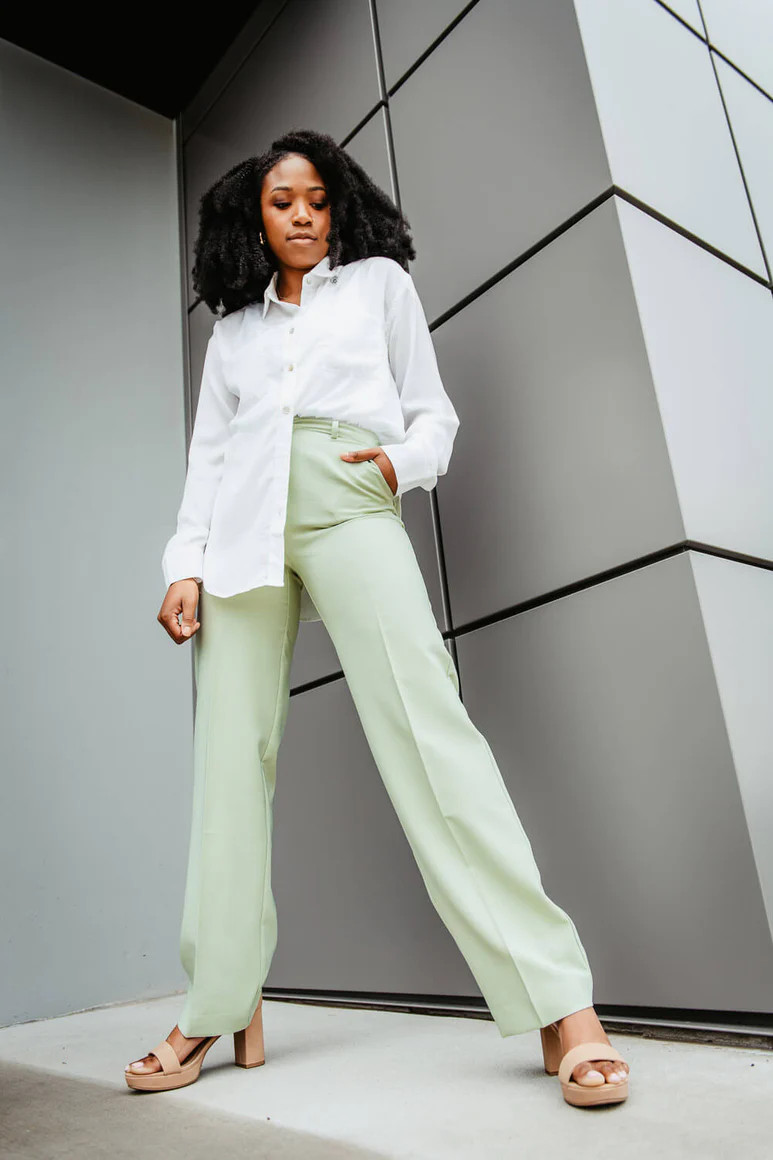 Love Tree Wide Leg Trouser Pants for Women in Green | Glik's
