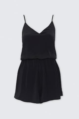 Satin Lace-Up V-Neck Romper | Forever 21 (US)