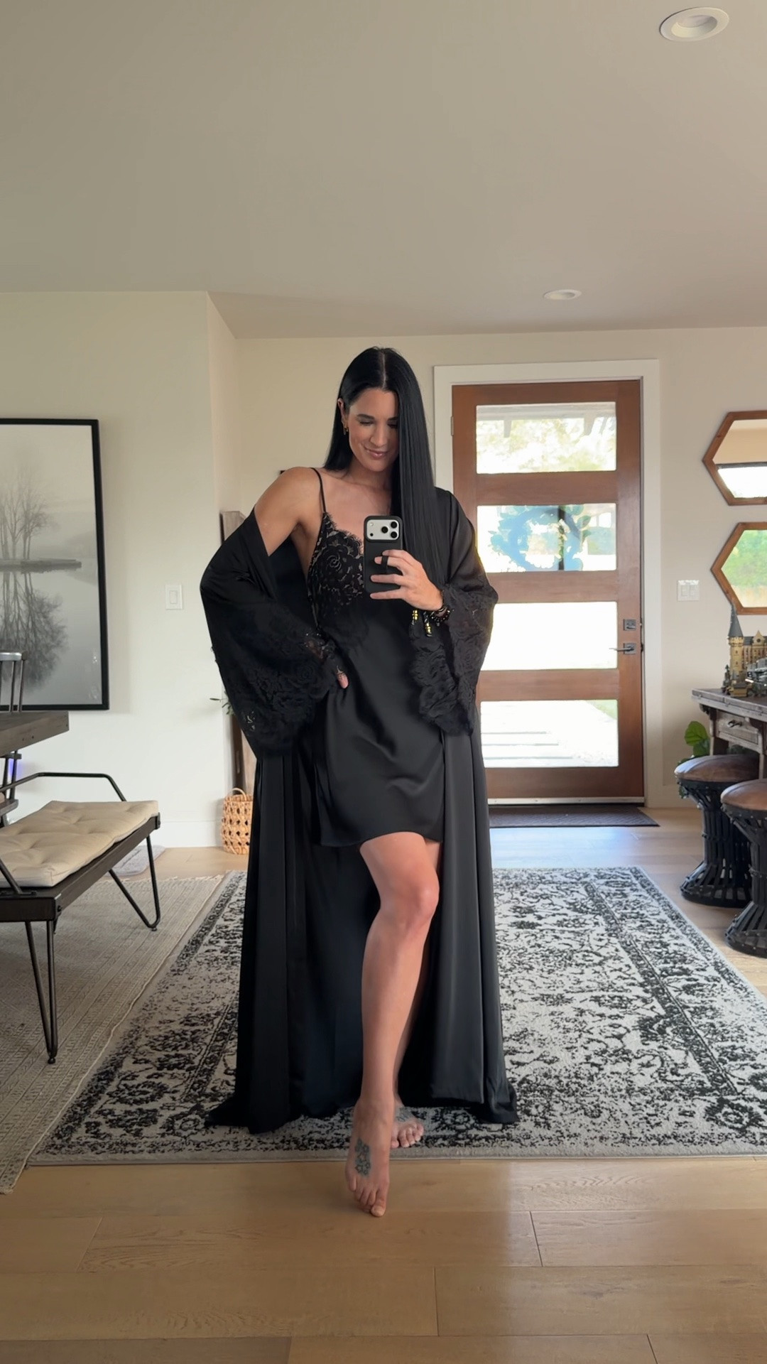 This lace and satin slip dress is so comfy and stunning. Their robes are also absolutely gorgeous. Im in the size small.
