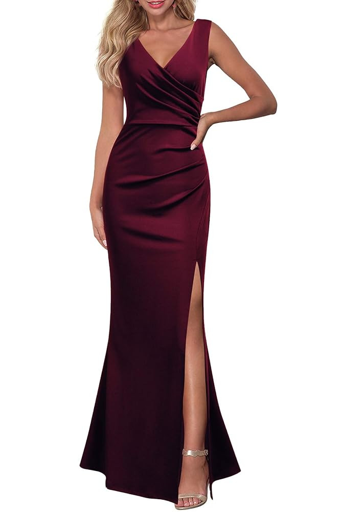 WOOSEA Women Evening Dress Cocktail Long Dress Mother Of The Bride Dress Mother Of Groom Dress Red | Amazon (US)