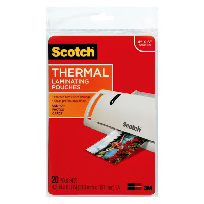 Scotch Thermal Laminating Pouches 4in x 6in 20-ct. | Target