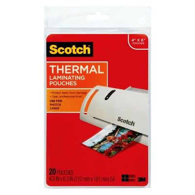 Scotch Thermal Laminating Pouches 4in x 6in 20-ct. | Target