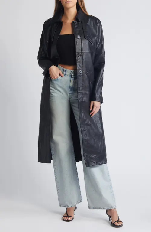 Mistress Rocks Faux Leather Trench Coat in Black at Nordstrom, Size X-Small | Nordstrom