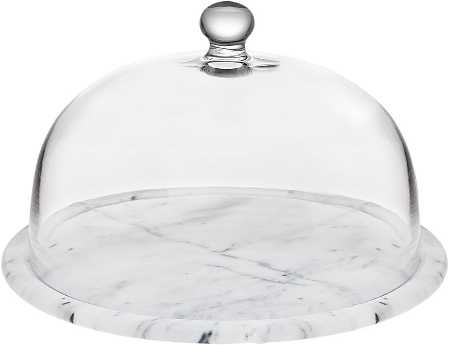 Godinger La Cucina Marble Plate with Glass Dome, 12.00L x 12.00W x 5.00H, Off-white | Amazon (US)