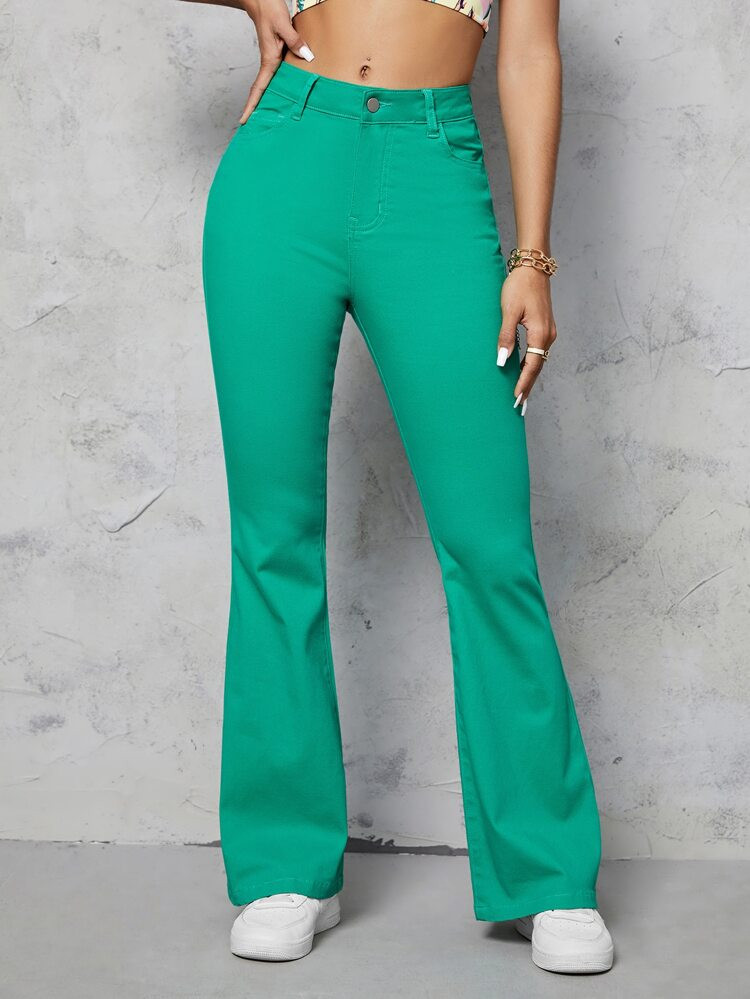 Slant Pocket Flare Leg Pants | SHEIN