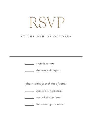 "Initialed" - Customizable Foil-pressed Rsvp Cards in White by Jessica Williams. | Minted