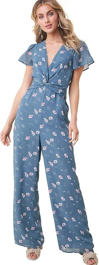 Sugar Lips Women's Twist Front Floral Jumpsuit | Amazon (US)