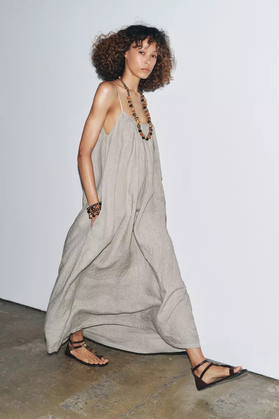 100% LINEN STRAPPY DRESS ZW COLLECTION | Zara US