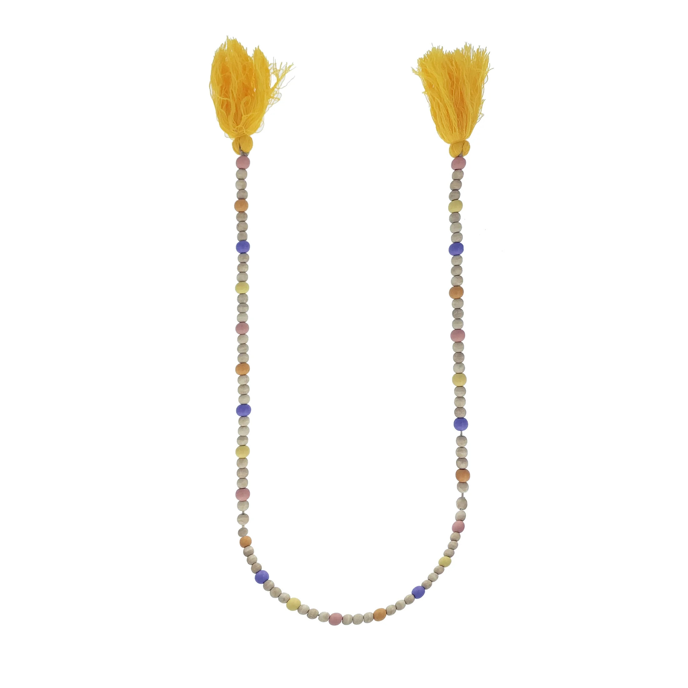Way to Celebrate Spring 72" Wood Bead Yellow Tassel Garland | Walmart (US)