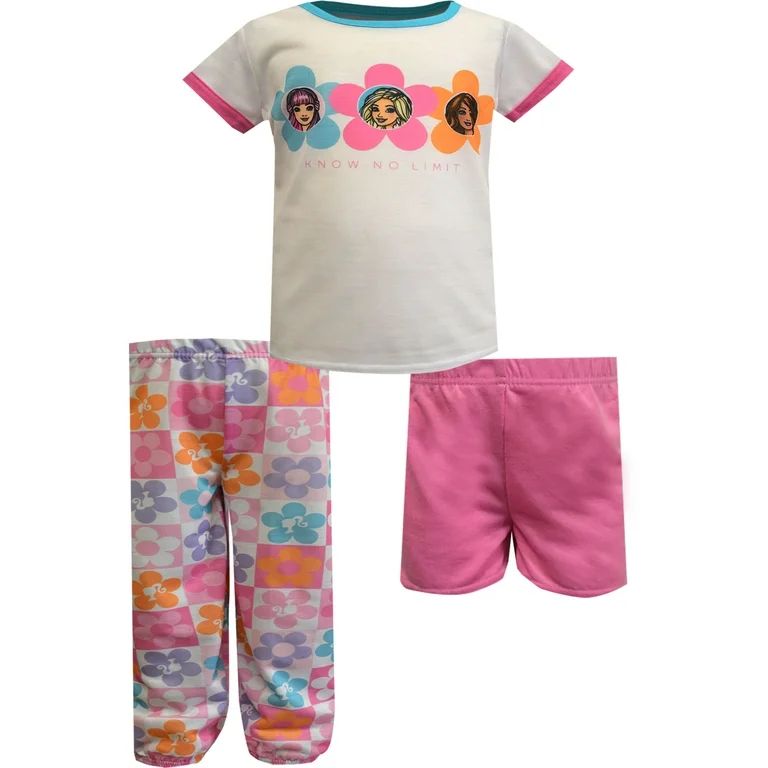 Komar Kids Girls Barbie Know No Limit 3 Piece Pajamas (8) | Walmart (US)