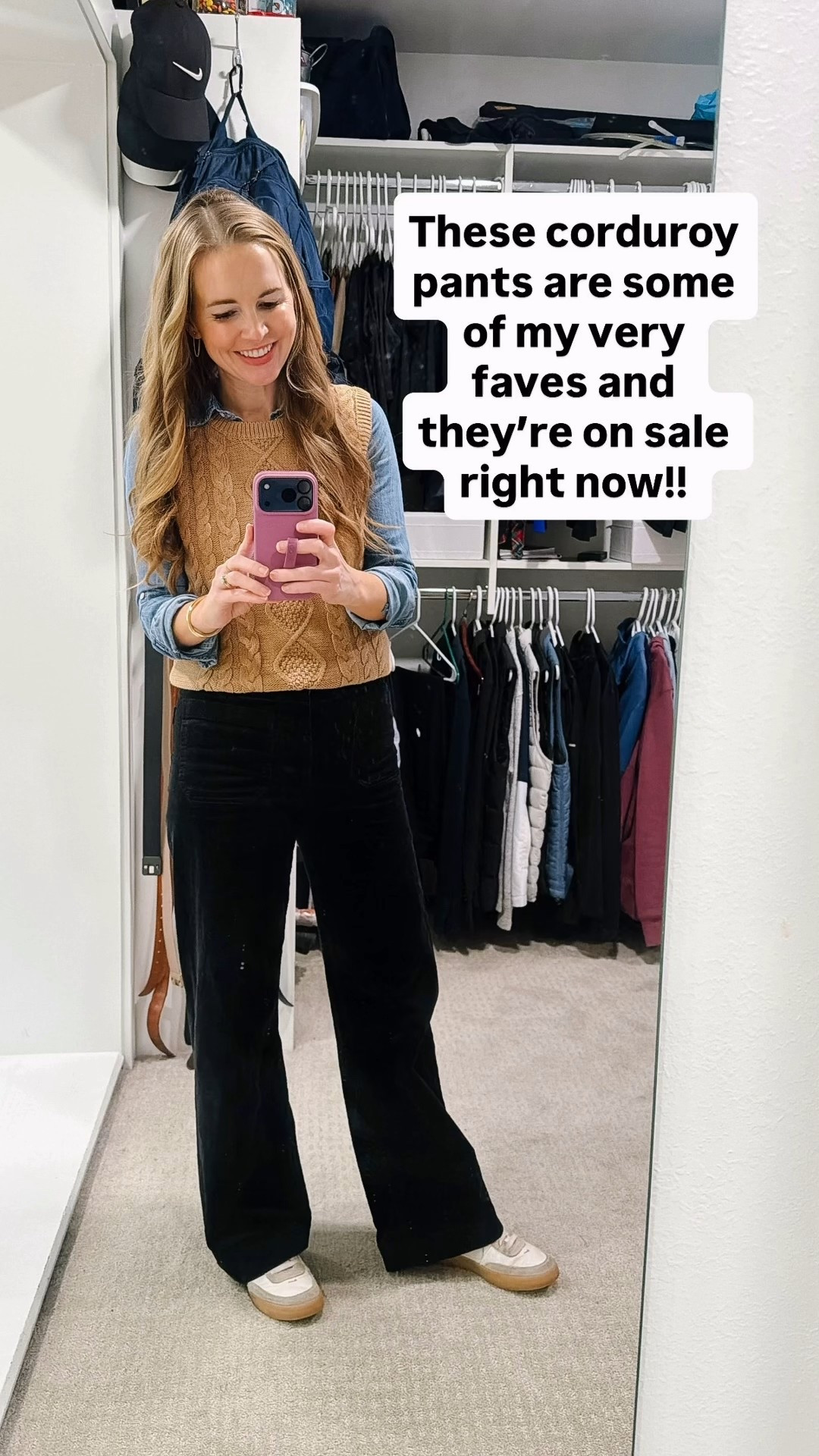 I have worn these pants nonstop this fall and winter. They’re so cozy but a little bit special and super comfortable. I even wore them on our flight home from Thanksgiving.

I’m wearing a regular length in my normal size (24) and I am just shy of 5’4"

They come in a bunch of colors 