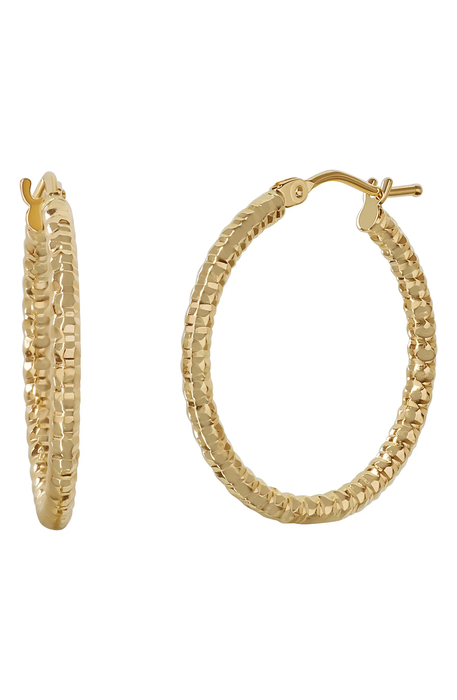 14K Gold Medium Beaded Hoop Earrings | Nordstrom