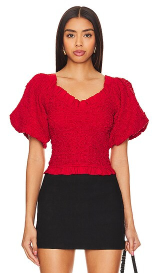 Rom Com Top in Red Texture | Revolve Clothing (Global)