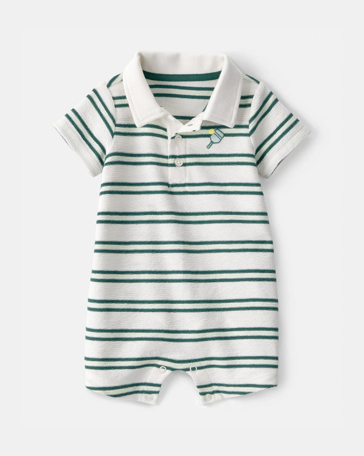 Baby Boy Pickleball Stripe Short-Sleeve Romper - Green/White | Carter's Inc
