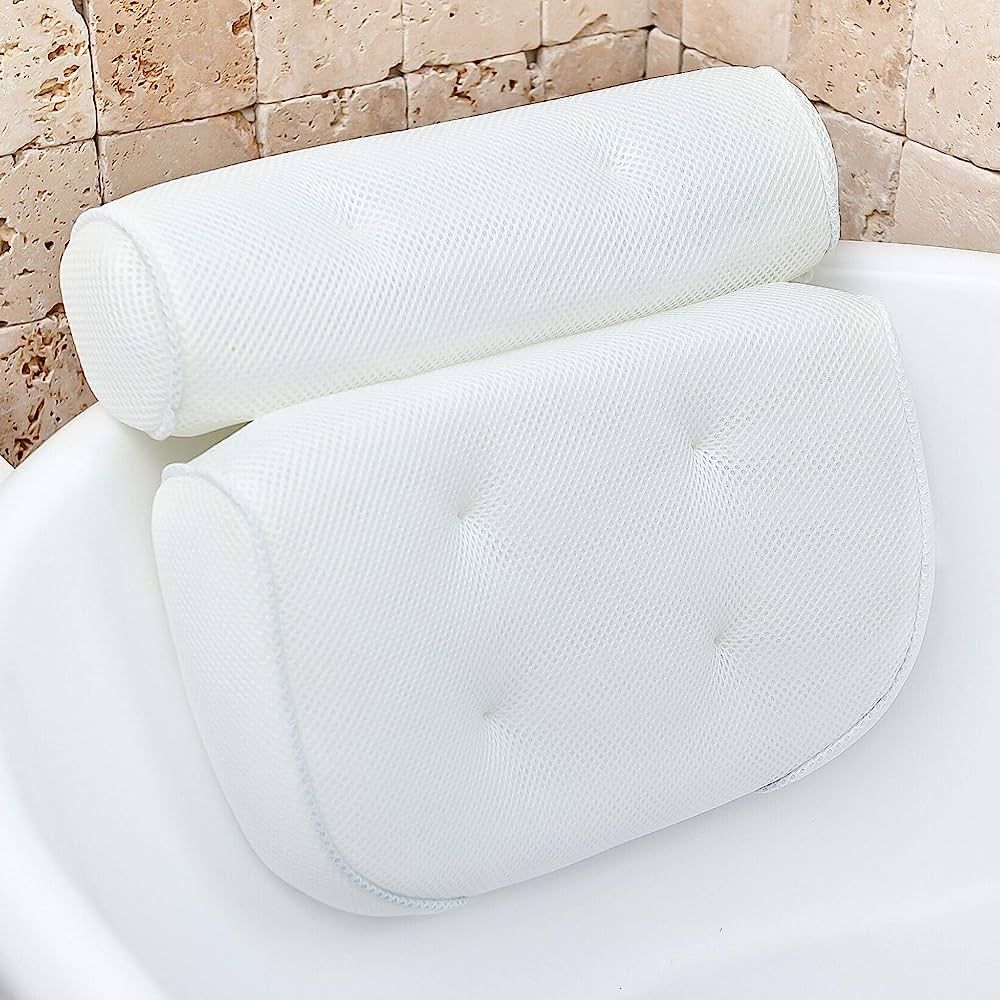 Bathtub Pillow for Neck and Shoulder: Spa Bathroom Accessories Bath Pillow for Bathtub with 6 Suc... | Amazon (US)