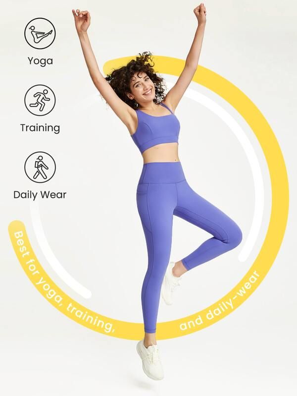 GLOWMODE 24" FeatherFit™ 7/8 Yoga Leggings Ultra -Stretchy Y-shaped Seam Belly Support Training... | SHEIN