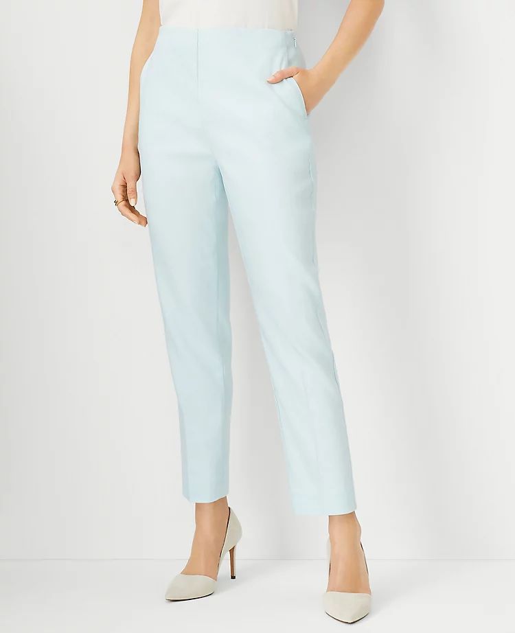 The High Rise Side Zip Ankle Pant in Linen Blend Twill | Ann Taylor | Ann Taylor (US)