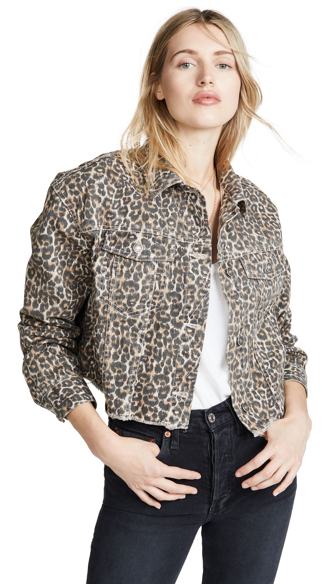 Free People Cheetah Print Denim Jacket | Shopbop