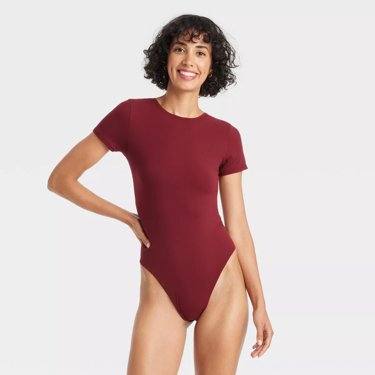 Women's Luxury Collection 4-Way Stretch Short Sleeve Bodysuit - Auden™ Red S | Target