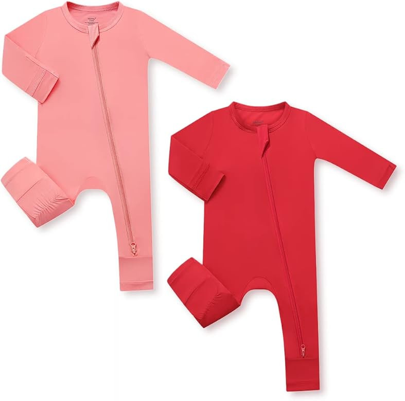 HAPIU Unisex Bamboo Baby Rompers with Cuffs, 2 Way Zipper YKK, Footless Pajamas Jumpsuit | Amazon (US)