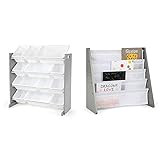 Humble Crew Kids Toy Organizer, Toddler, Grey/White & Crew Kids Book Rack Storage Bookshelf, Grey/Wh | Amazon (US)