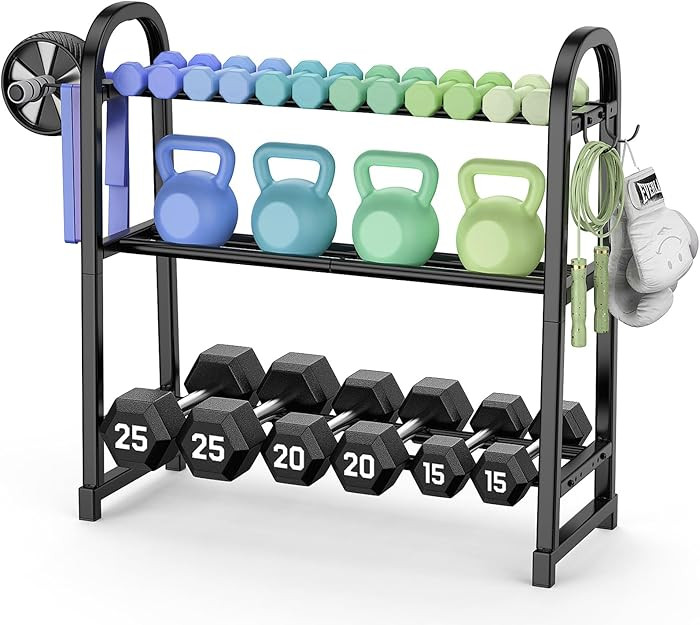 3 Tier Dumbble Rack - 360LB Capacity Adjustable Dumbbell Storage Rack Space-Saving Home Gym Weigh... | Amazon (US)