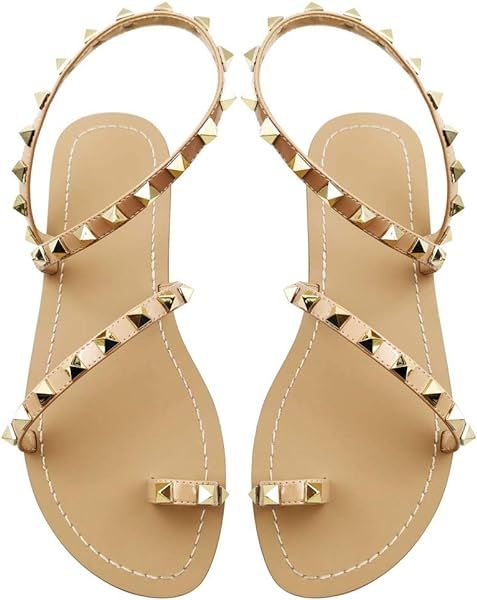 Women's Crystal with Rhinestone Bohemia Flip Flops Summer Beach T-Strap Flat Sandals | Amazon (US)