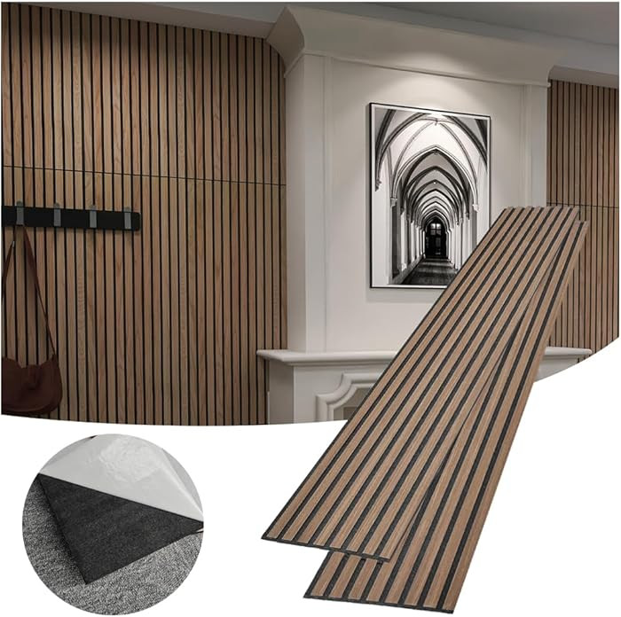 Acoustic Peel & Stick Wall Panels 4 Pack - Soundproof 3D Wood Slat Paneling for Walls/Ceilings (4... | Amazon (US)