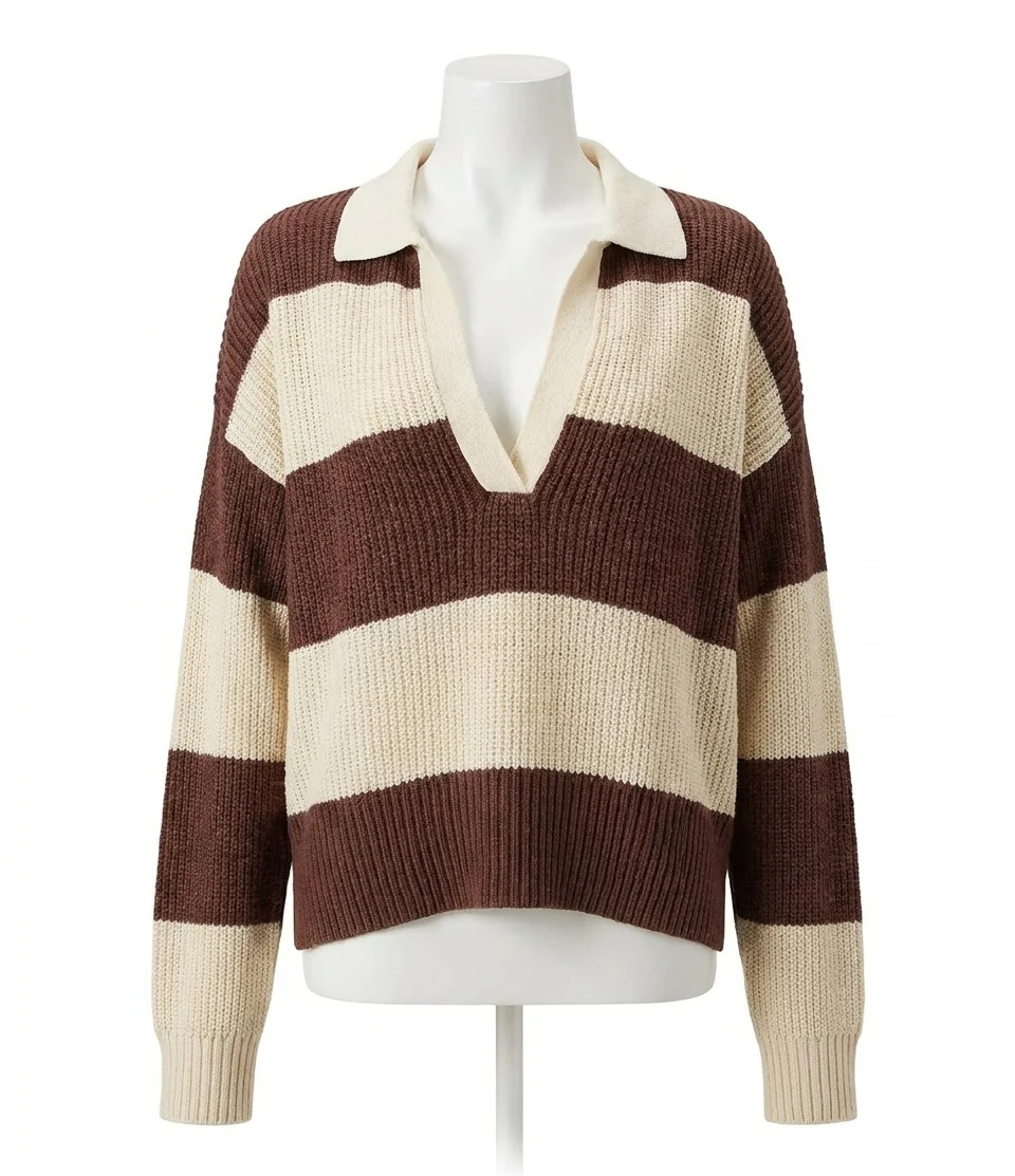 Miramar Linen Polo Sweater In Cru-Cocoa | Shop Simon