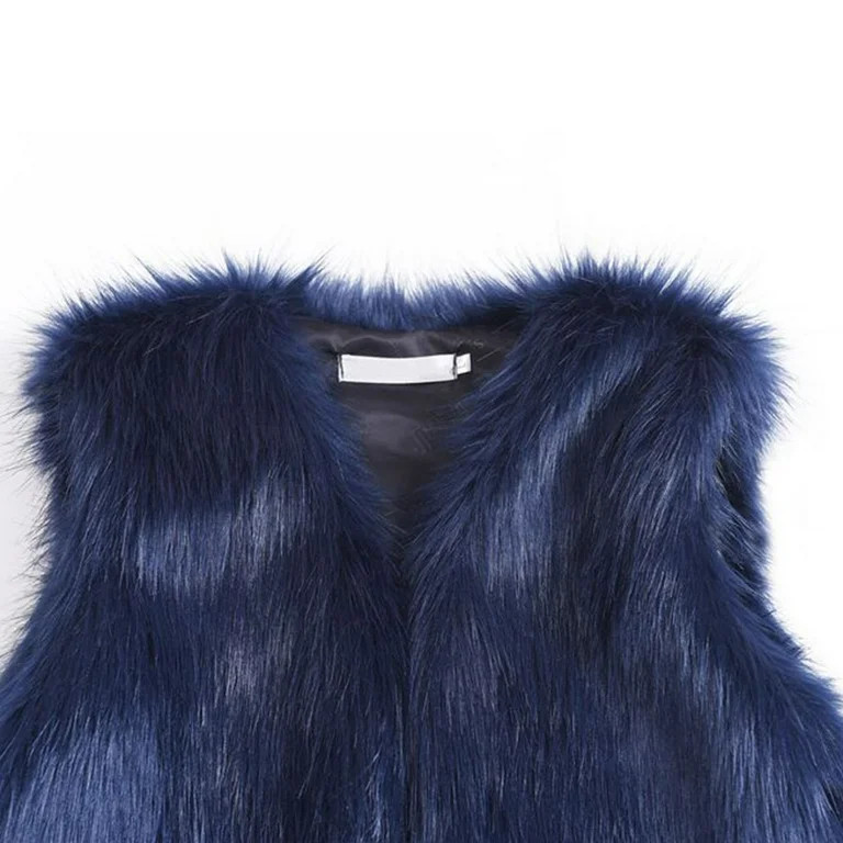 Mifelio Faux Fur Coat Womens Sleeveless Wool Blend Solid Winter Loose Vest Coat Outwear Winter Co... | Walmart (US)