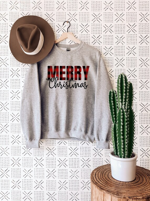 Merry Christmas Buffalo Plaid Sweatshirt Buffalo Plaid | Etsy | Etsy (US)