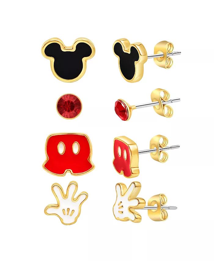 Disney Mickey Mouse Fashion Stud Earring - Classic Mickey, Black/Red/Gold - 4 pairs - Macy's | Macy's