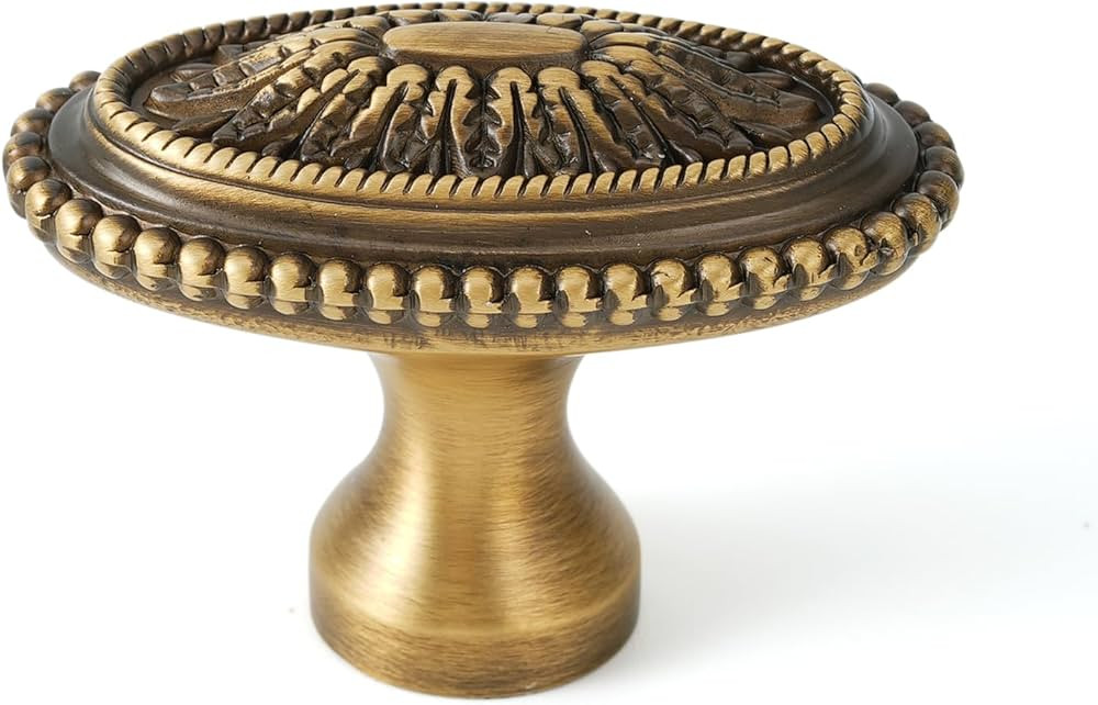 5 Pack Oval Cabinet Knobs Brass Drawer Knobs 1.77" (45mm) Diameter Antique Brass Hardware Handles... | Amazon (US)