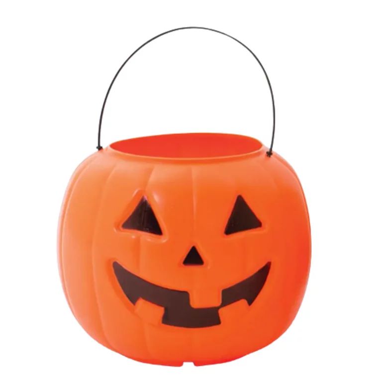 Halloween Orange Jack O' Lantern Candy Bucket, 8in - Trick or Treat Birthday Party Favors Portabl... | Walmart (US)
