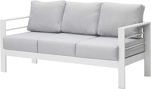 Wisteria Lane Patio Furniture Aluminum Sofa, All-Weather Outdoor 3 Seats Couch, White Metal Chair... | Amazon (US)