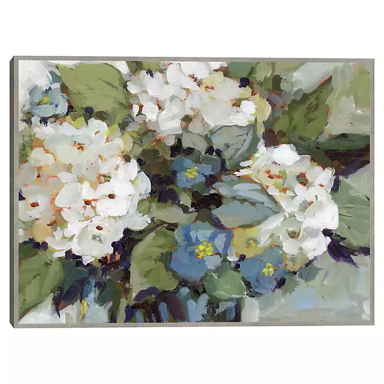 White and Blue Hydrangeas Framed Canvas Art Print | Kirkland's Home