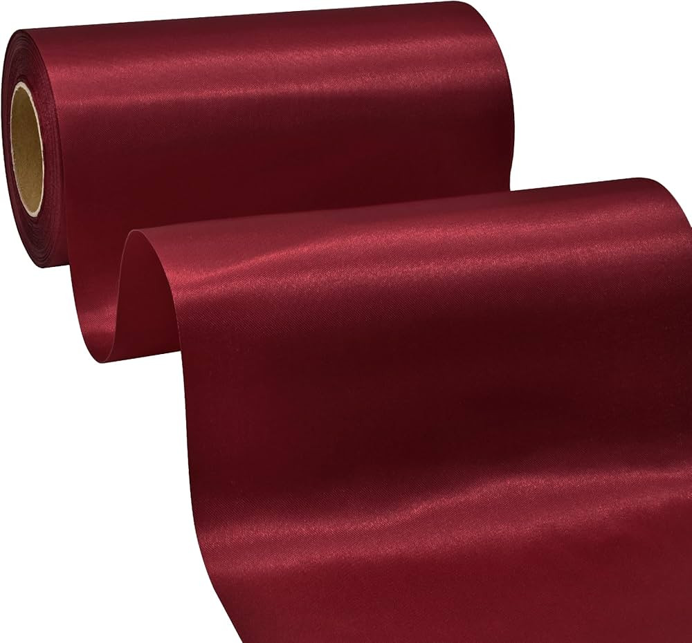 6 Inch x 25 Yards WineRed Satin Ribbon for Cutting Ceremony Wide Solid Fabric Large Ribbon for Gr... | Amazon (US)